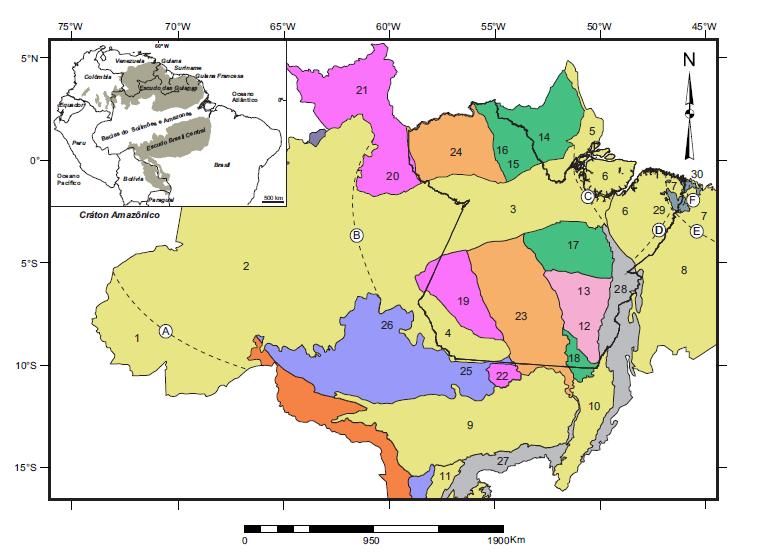 Contexto Geológico Regional 23 Figura 4 - Províncias tectônicas do Cráton Amazônico.