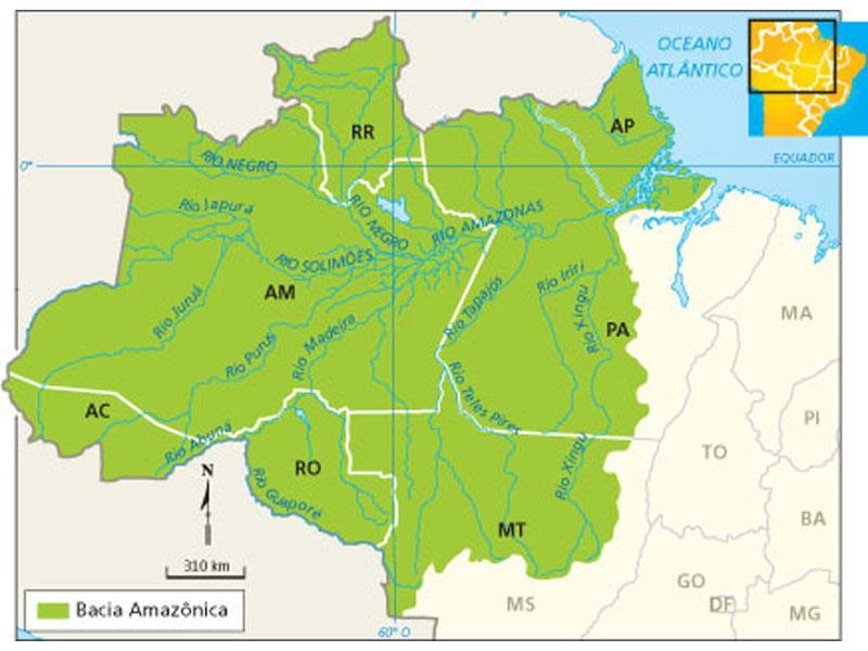 A hidrografia Banhada pela maior bacia hidrográfica do mundo. Corresponde + 20% da água doce da Terra.