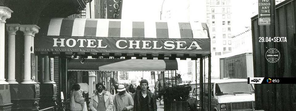 #2 Tem festa nova no pedaço! O Chelsea Hotel ficava em N.Y e ficou famoso no passado por seus residentes ilustres que iam desde Janis Joplin a Iggy Pop, de Bukowski a Allen Ginsberg.