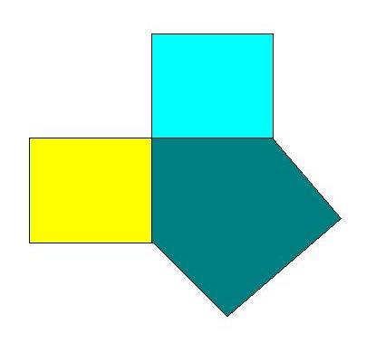 Em 2c é a casinha azul (meio telhado) que pode ser dividida em um retângulo e um triângulo. Figura 2a Figura 2b Figura 2c Figura 2d Vamos partir para a nossa solução a partir da Figura 2c.
