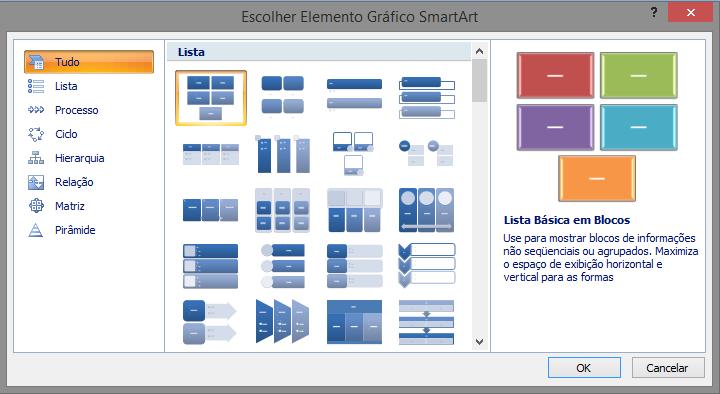 Na guia Inserir, no grupo Ilustrações, clique em SmartArt. 2.