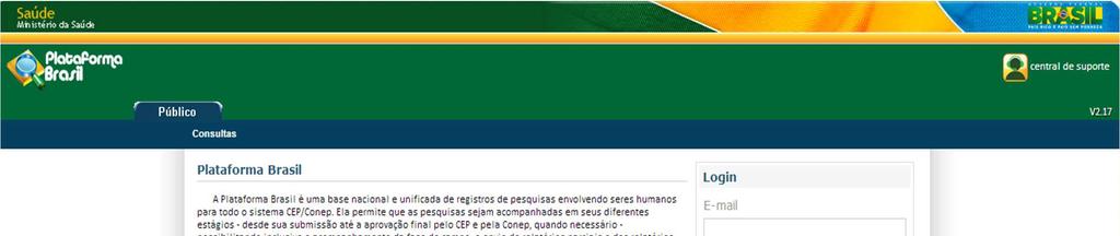 Plataforma Brasil Cadastro de usuário Itens: número do CPF; Curriculum vitae do