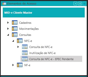 Pendente Sistema apresenta a tela Consulta de NFC-e - EPEC Pendente A tela Consulta de NFC-e - EPEC Pendente é