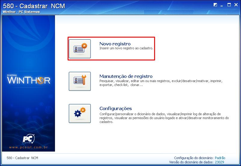 10) Verifique se os produtos possuem o código NCM (Nomenclatura Comum do Mercosul) cadastrado. Caso contrário, cadastre-o por meio da rotina 580 conforme segue: 10.