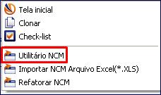 5) Selecione a opção Utilitário NCM.