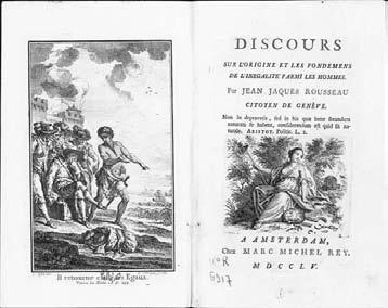 Frontispício da primeira edição (1755) de Discurso sobre a origem e os fundamentos da desigualdade entre os homens, de Jean-Jacques Rousseau (1712-1778) Publicado em 2015, 260 anos após a primeira