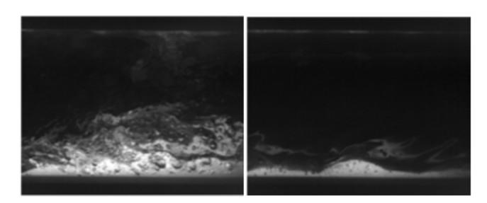 A imagem formada do escoamento apresenta então o líquido como região clara e o gás como região escura. A figura 3.2 mostra uma imagem longitudinal do escoamento. Figura 3.