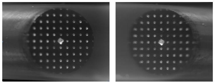 Figura 7.9 Imagem do calibrador capturado pela câmera da esquerda e da direita depois de corrigida a distorção 7.2.