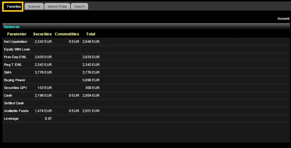 6 Balances Em Favorites clique em Balances onde poderá consultar o