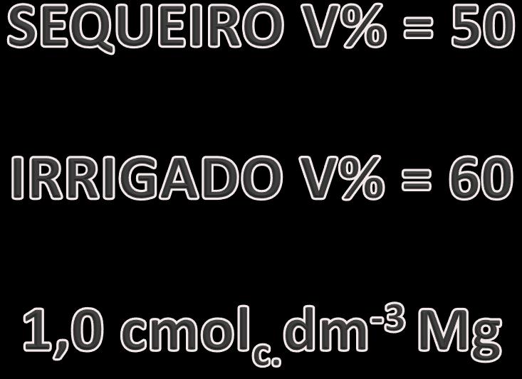 Calagem Quando se tratar de Areias Quartzosas (cujo teor de argila é menor que 15%), a quantidade de calcário a ser utilizada (N.C.) é dada pelo maior valor encontrado de uma destas duas fórmulas: N.