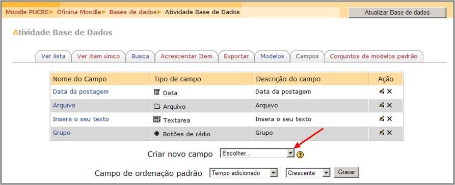 Pntifícia Universidade Católica d Ri Grande d Sul atividade. Cas durante a realizaçã da atividade seja necessária a inserçã de mais camps, é pssível que faça nesta aba.