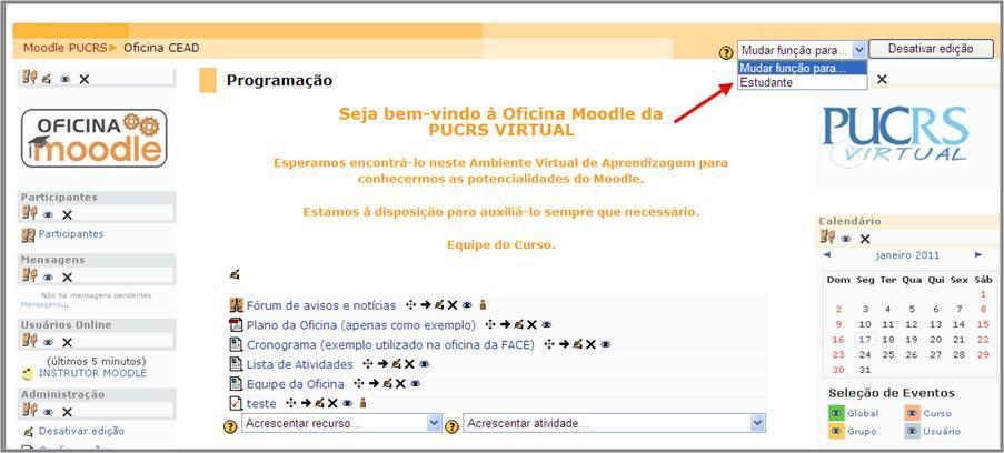 Pntifícia Universidade Católica d Ri Grande d Sul também é dispnibilizada na primeira página de cnfiguraçã de cada atividade, quand acessada pel prfessr, cnfrme verems adiante.