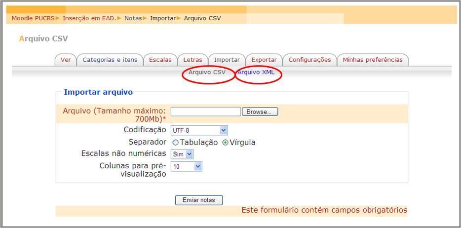 Pntifícia Universidade Católica d Ri Grande d Sul Aba Imprtar: nesta aba vcê pde imprtar dads da planilha de ntas em dis