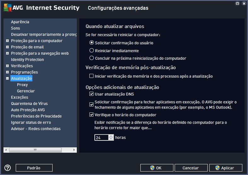 do AVG na bandeja do sistema (caso você tenha mantido a configuração padrão da caixa de diálogo Configurações avançadas/aparência). 3.5.10.