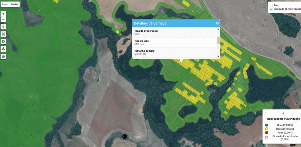 nas condições ideais combustível, gerando um mapa detalhado dos pontos onde há de