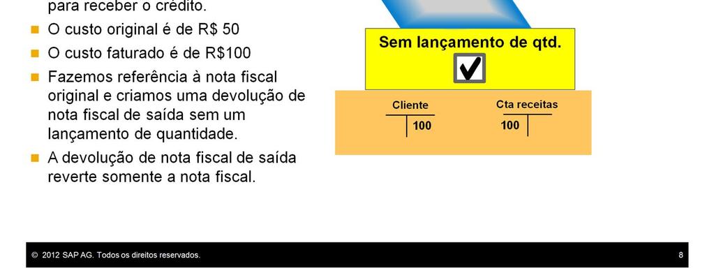 Diferente de nosso último exemplo, não exigimos que o cliente devolva o item para receber o crédito.