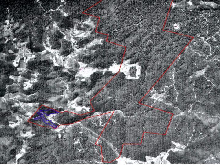 18 Figura1.4 Foto aérea da região da FLONA de Ibirama SC. (Em vermelho estão os limites aproximados da FLONA de Ibirama SC e em azul os limites das áreas inventariadas).