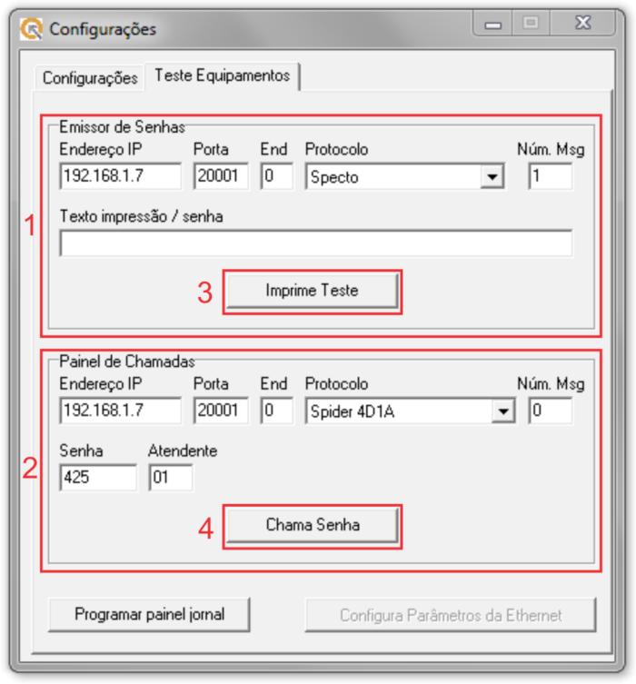 Figura 22 - Tela de seleção do local de impressão. Nesta tela configura-se o local onde serão impressas as senhas que serão emitidas pelo emissor de senhas virtual.