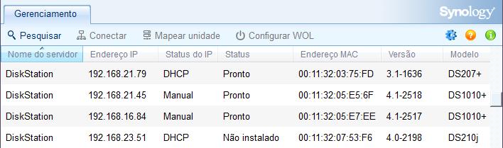 Siga as instruções na tela para completar o processo de instalação. 2 O Synology Assistant será instalado e aberto em seu computador.