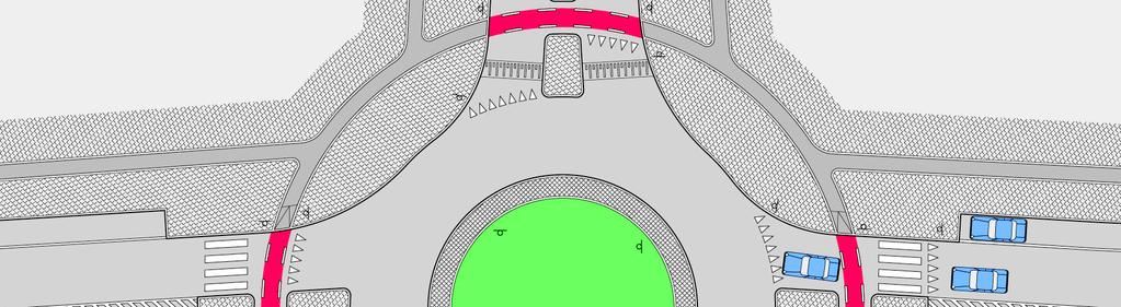 PRINCÍPIOS DE DESENHO Figura 18: Exemplo de exploração/desenho de uma rotunda com pista ciclável e com prioridade aos ciclistas Fonte: Aménagements cyclables en giratoires, Institut Belge pour la