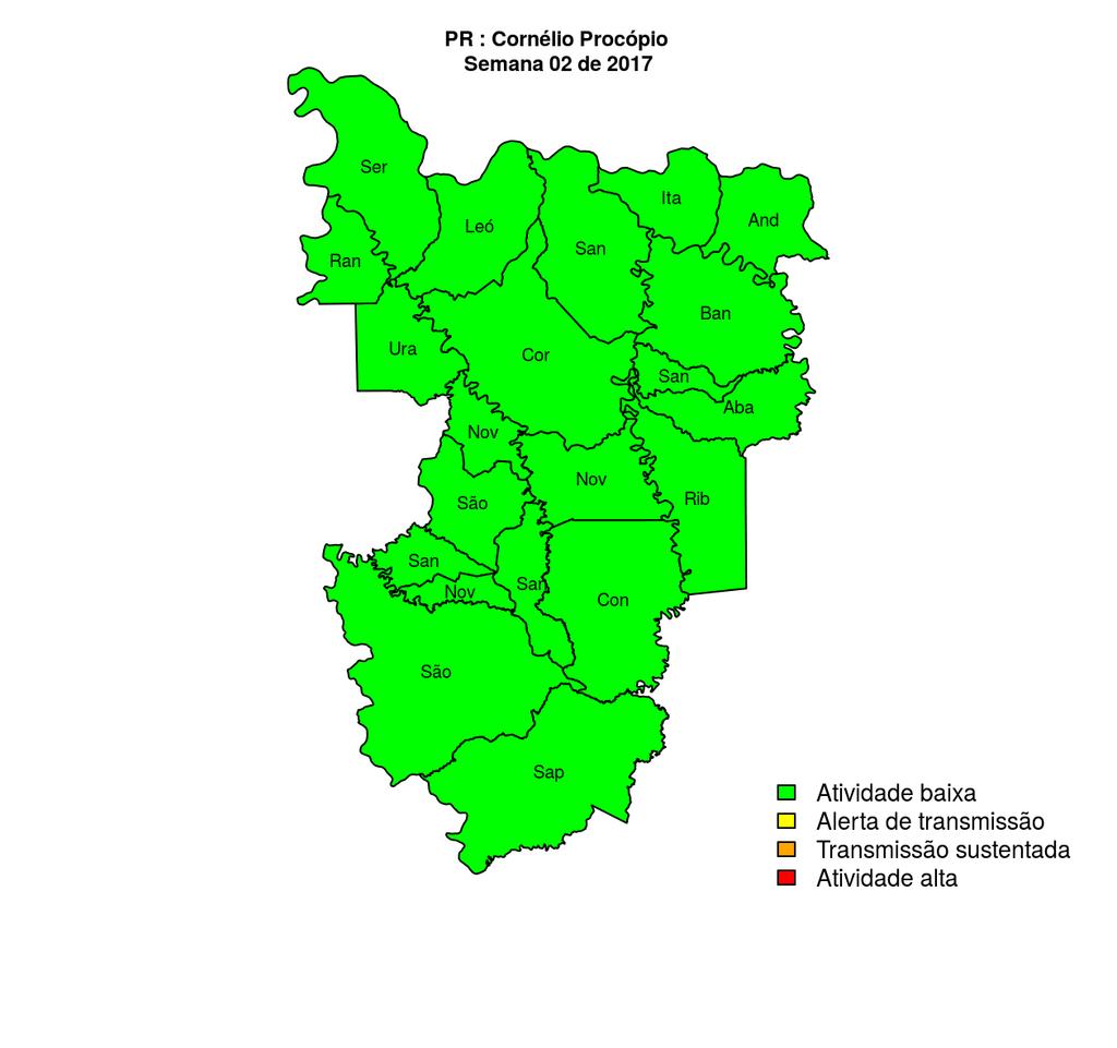 Regional Cornélio Procópio Desde o início do ano, 3 casos de dengue foram registrados na Regional de Saúde, sendo 0 na última semana.