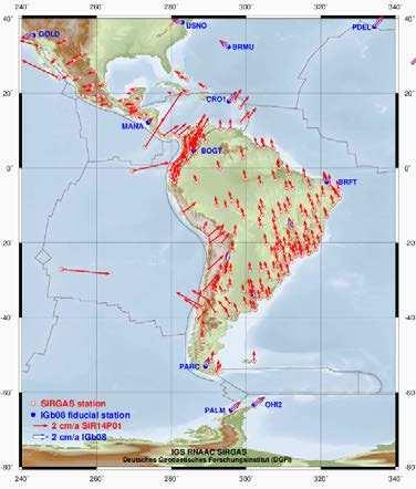 Na Figura 28, a primeira e segunda coluna encontram-se a latitude e longitude e na terceira e quarta coluna estão disponíveis as velocidades (no ITRF) para latitude e longitude em metros por ano.