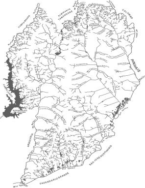 A utilização do índice de integridade biótica para avaliação da qualidade de água: um estudo de caso para riachos urbanos... Figura 1. Hidrografia da região de Curitiba, com detalhe da área estudada.