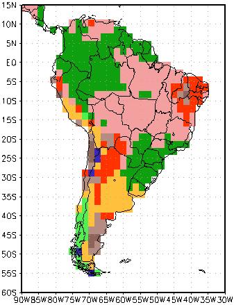 taxa de desflorestamento substituição da floresta Amazônica por soja; c) 50%; d) 80%; e e) 100%, utilizando os cenários realísticos.