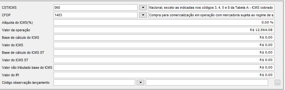 Exemplo de Lançamento com ICMS ST destacado na