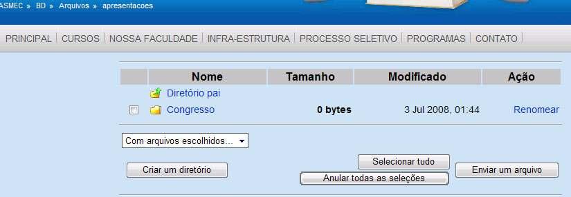 Inclui-se a possibilidade de apagar a pasta criada, compactar um arquivo ou mover arquivos soltos para dentro da pasta.