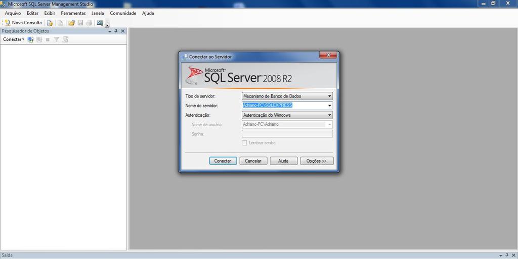 11 Ao clicar, será aberto o SQL Server.
