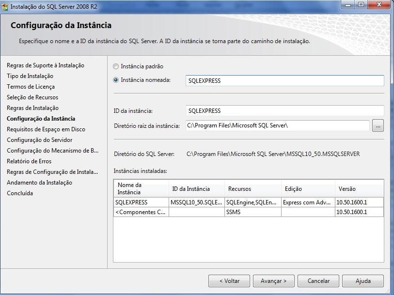7 Selecione a opção Instância nomeada e