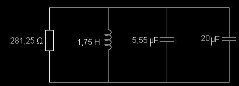 Exemplo 9.: Um circuito RLC paralelo tem um coeficiente de amortecimento exponencial de 5 s - e uma freqüência angular de ressonância é de 4rad/s.