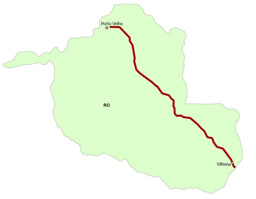 VALEC FERROVIA TRANSCONTINENTAL - EF 354 DADOS GERAIS LOTE 3 TRECHO: Vilhena/RO Porto Velho/RO EXTENSÃO: 770 km INVESTIMENTO PREVISTO Estudos e Projetos: R$ 49