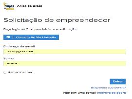 Submissão da sua Empresa Você será solicitado a realizar o Login no Gust.