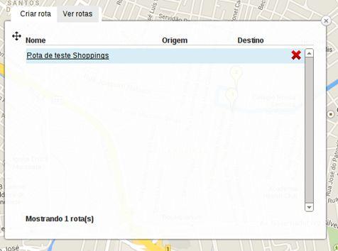Visualizando rotas salvas: A aba Ver rotas, listas as rotas salvas pelo usuário, como mostrado na figura 11.