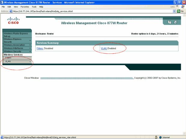 1. No Home Page wireless do aplicativo, clique Serviços sem fio > VLAN a