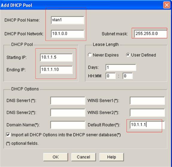 4. Clique em OK.O servidor DHCP interno é configurado no roteador.