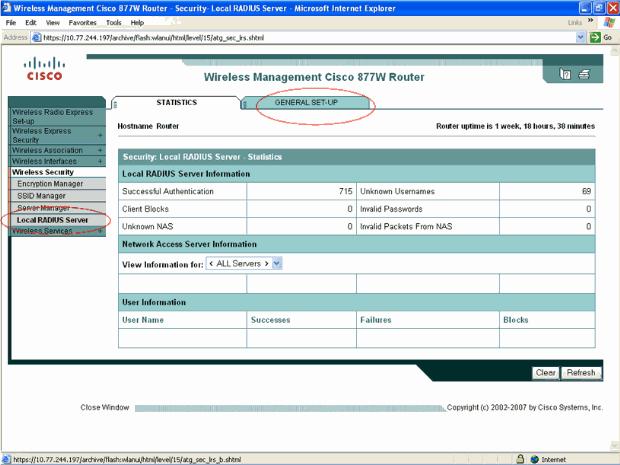 Na página de instalação GERAL, configurar o cliente de AAA e a chave secreta compartilhada como mostrado.