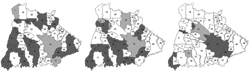 FIGURA 2 Perfil locacional dos setores da indústria de transformação na Região Oeste do Paraná no ano de 2008 conclusão 10 RAMO DE PRODUTOS MINERAIS NÃO METÁLICOS 11 RAMO DE MÓVEIS 12 RAMO DE