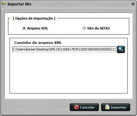 onde se encontra o arquivo XML, selecione-o e