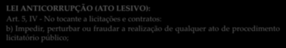 Impedir, perturbar ou fraudar a realização de qualquer ato de procedimento licitatório: Pena - detenção, de 6 (seis) meses a 2 (dois) anos, e multa.
