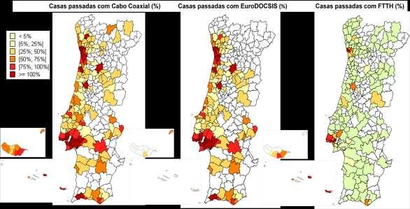 5.1.3. ANÁLISE GEOGRÁFICA DAS OFERTAS EM PACOTE DE SERVIÇOS Em Portugal, existem algumas diferenças na disponibilização geográfica das várias formas de acesso aos serviços de comunicação.