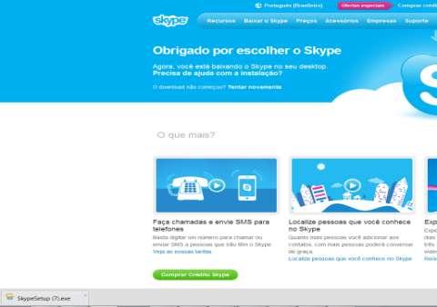 Então clique em Baixar o Skype indicado pela seta na figura ao lado. 2.