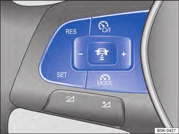 Comandar o controle automático de distância (ACC) memória da velocidade e o status do controle automático de distância são automaticamente exibidos no display. Fig.