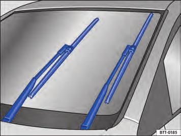 Palhetas dos limpadores dos vidros Posição de serviço NOTA Para evitar danos à tampa do compartimento do motor e aos braços dos limpadores do para- -brisa, suspender os braços dos limpadores do