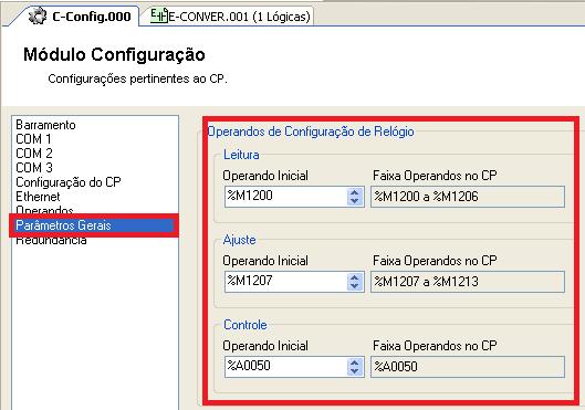 Corrigir os erros apresentado no projeto após a troca de CPU. Agora iremos corrigir o erro apresentado referente aos parâmetros gerais do relógio. Entre na opção Configuração/C-Config.