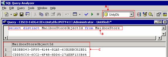 2. Pergunte o base de dados SQL a fim encontrar todos os assinantes com os valores nulos do MailboxStoreObjectId na tabela do assinante (veja figura 2).