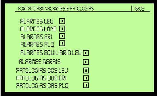 4. Configuração do Equipamento RAB082BA 5.3.2. Sinalizadores e patologias Assim como para «5.3.1.