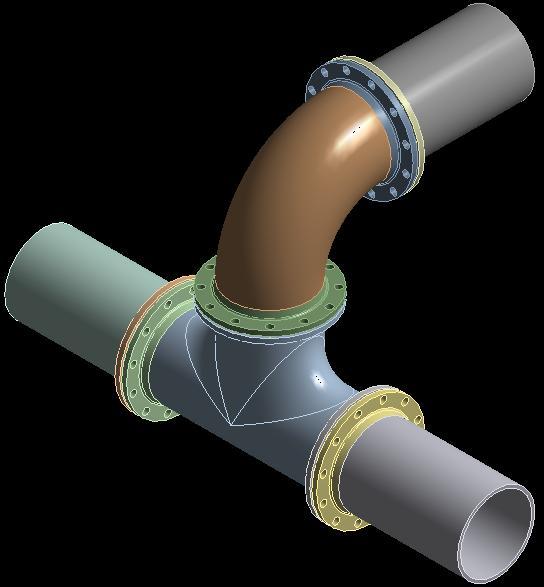 CARREGAMENTO DE COMPRESSÃO E FLEXÃO Ao considerar o duto do caso anterior e acrescentar a bifurcação